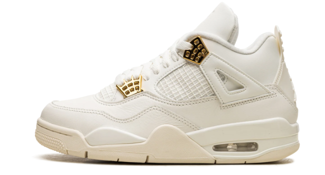 Women's Air Jordan 4 "Metallic Gold" Sneakers - Sail/Black