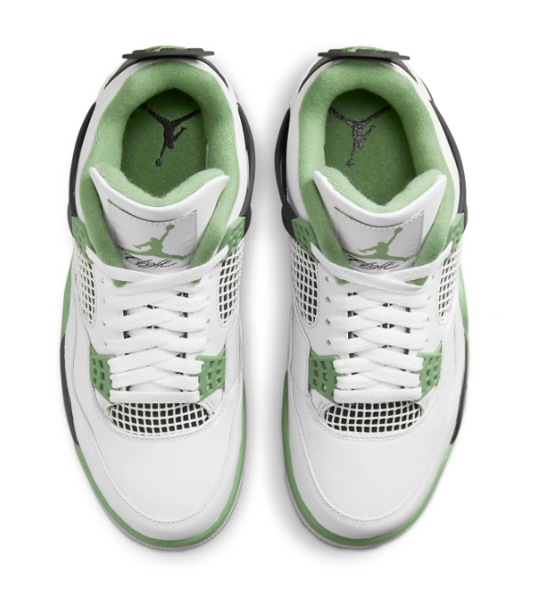 Air Jordan 4 White, Green & Black Leather Sneakers