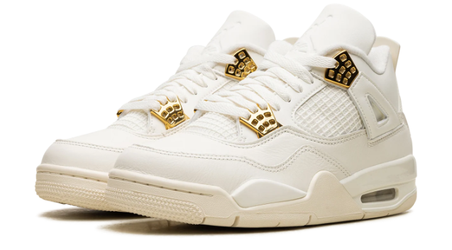 Women's Air Jordan 4 "Metallic Gold" Sneakers - Sail/Black