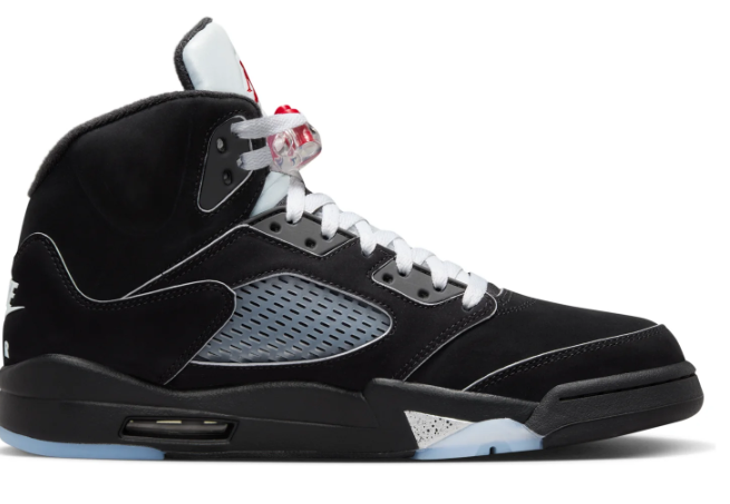 Air Jordan 5 "Black Metallic" Sneakers - Black/Silver/Fire Red