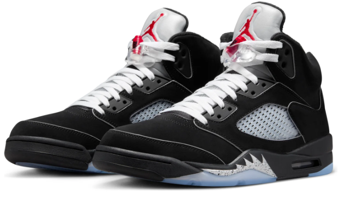 Air Jordan 5 "Black Metallic" Sneakers - Black/Silver/Fire Red