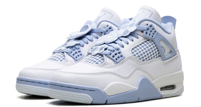 Women's Air Jordan 4 "Aluminum" Sneakers - White/Aluminum Blue
